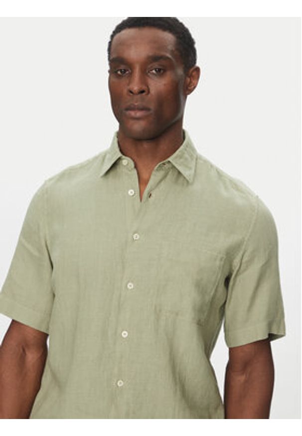 Marc O'Polo Koszula M23 7428 41002 Zielony Regular Fit. Typ kołnierza: polo. Kolor: zielony. Materiał: len