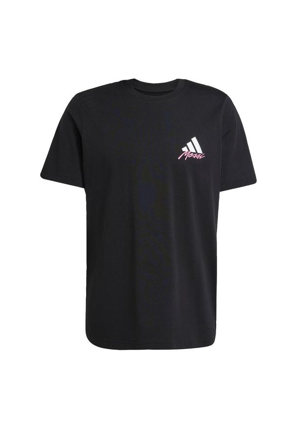 Adidas - Koszulka Messi Icon Graphic. Kolor: czarny. Materiał: bawełna. Wzór: kolorowy. Sport: piłka nożna