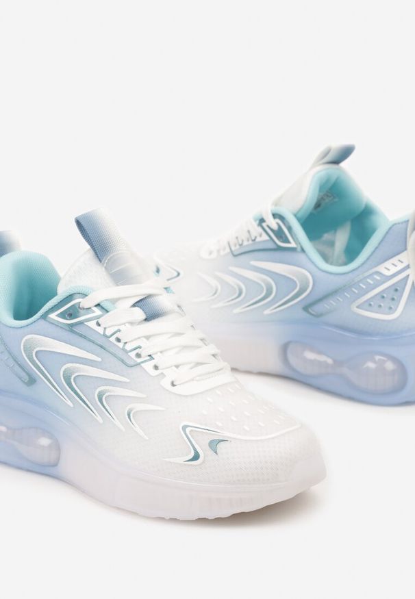 Born2be - Biało-Niebieskie Płaskie Sznurowane Buty Sportowe Sneakersy Risanni. Okazja: na co dzień. Kolor: biały. Materiał: dresówka, jeans. Sezon: wiosna. Obcas: na płaskiej podeszwie