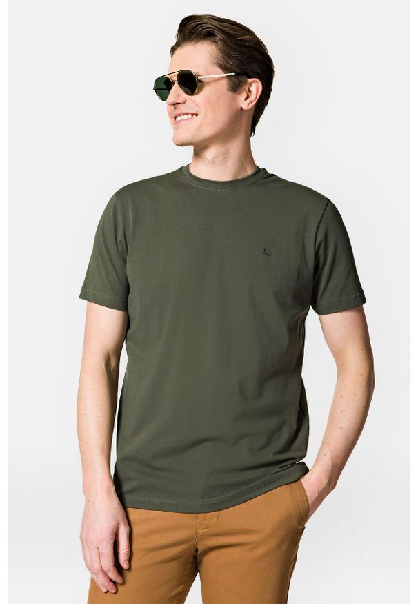 Lancerto - Koszulka Ciemnozielona z Bawełną Linus. Kolor: zielony. Materiał: bawełna, elastan
