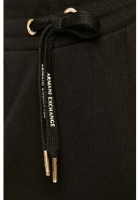 Armani Exchange - Spodnie. Kolor: czarny. Materiał: bawełna, materiał, dzianina, elastan. Wzór: nadruk #2