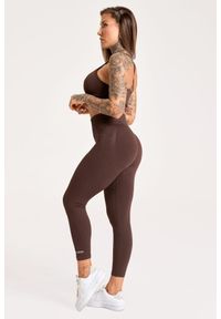GYM GLAMOUR - Legginsy fitness damskie Gym Glamour push up 2.0. Kolor: brązowy. Sport: fitness