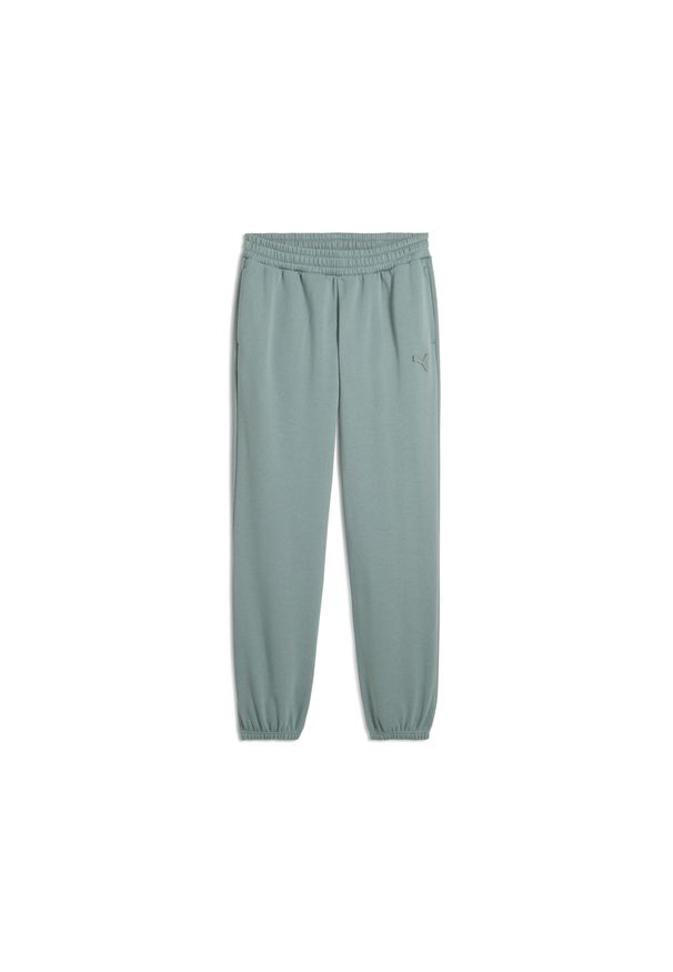Puma - Spodnie dresowe unisex Essentials Elevated PUMA Green Moon. Kolor: zielony. Materiał: dresówka