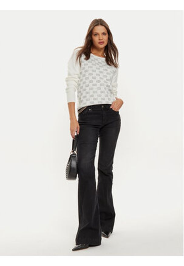 Liu Jo Sport Sweter TF4228 MS63L Biały Regular Fit. Kolor: biały. Materiał: syntetyk. Styl: sportowy