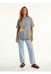 Sinsay - Bawełniana koszulka z efektem sprania i nadrukiem Disney - szary. Kolor: szary. Materiał: bawełna. Wzór: nadruk, motyw z bajki #1