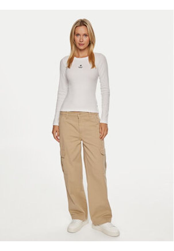 Guess Jeans Bluzka W4YI65 KA0H1 Biały Slim Fit. Kolor: biały. Materiał: bawełna