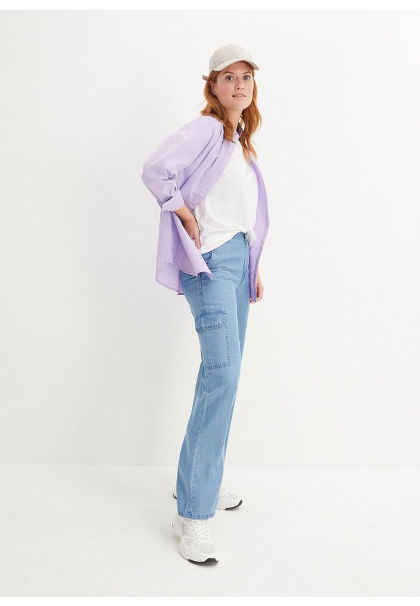 bonprix - Bluzka oversize. Kolor: fioletowy. Materiał: tkanina