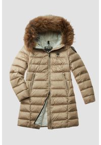 Blauer USA - BLAUER Beżowa damska kurtka Kristin Raincoat Long Jackets. Kolor: beżowy. Materiał: poliamid, puch. Długość rękawa: długi rękaw. Długość: długie #2