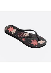 Japonki damskie Havaianas Slim Organic. Okazja: na plażę. Kolor: czarny, różowy, wielokolorowy. Materiał: syntetyk, kauczuk. Styl: sportowy