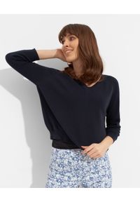 CAPPELLINI - Granatowy sweter. Kolor: niebieski. Materiał: bawełna, materiał