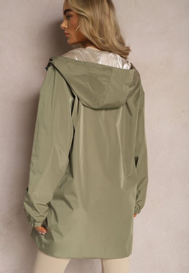 Renee - Ciemnozielona Metaliczna Kurtka Dwustronna z Kapturem Amsera. Typ kołnierza: kaptur. Kolor: zielony