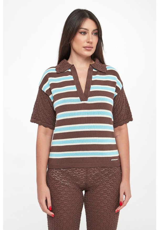 Ermanno Firenze - Sweter damski polo ERMANNO FIRENZE. Typ kołnierza: polo