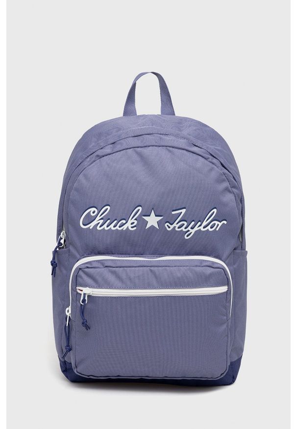 Converse plecak kolor fioletowy duży z nadrukiem. Kolor: fioletowy. Wzór: nadruk
