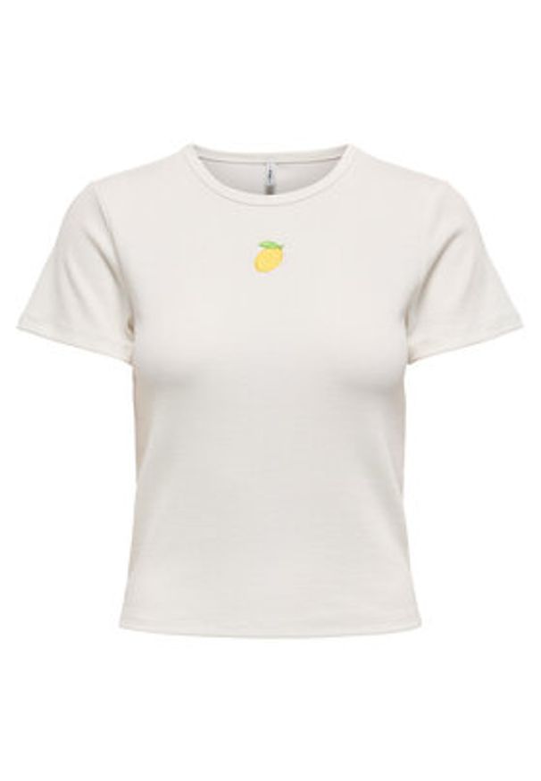 only - ONLY T-Shirt Daniella 15350554 Biały Slim Fit. Kolor: biały. Materiał: wiskoza