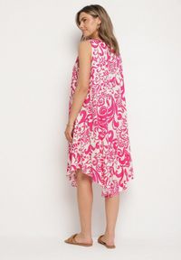 Born2be - Fuksjowa Bawełniana Sukienka ze Wzorem Paisley Zirelia. Okazja: na co dzień. Typ kołnierza: dekolt w serek. Kolor: różowy. Materiał: bawełna. Wzór: paisley. Sezon: lato. Styl: casual #3