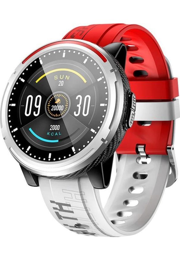 Smartwatch Kumi M1 Biało-czerwony (KU-M1/RD). Rodzaj zegarka: smartwatch. Kolor: biały, wielokolorowy, czerwony