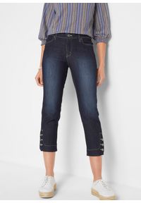 bonprix - Dżinsy Slim Fit Mid Waist, cropped. Kolor: niebieski