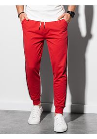 Ombre Clothing - Spodnie męskie dresowe joggery P951 - czerwone - XXL. Kolor: czerwony. Materiał: dresówka #7