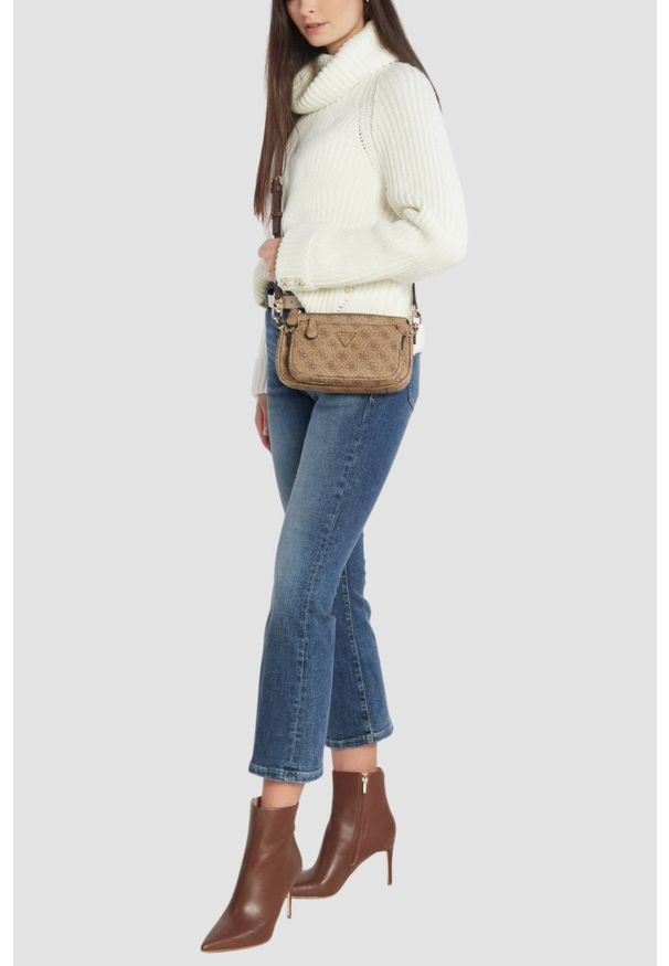 Guess - GUESS Brązowa damska kopertówka 2 w 1 Noelle II. Kolor: brązowy. Materiał: skórzane. Rozmiar: małe