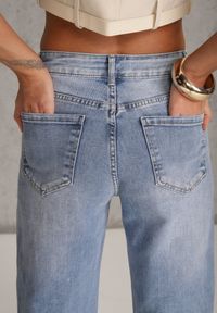 Renee - Niebieskie Casualowe Jeansy Wide Leg High Waist z Bawełną Sulaer. Okazja: na co dzień. Stan: podwyższony. Kolor: niebieski. Długość: długie. Wzór: gładki. Styl: casual #5