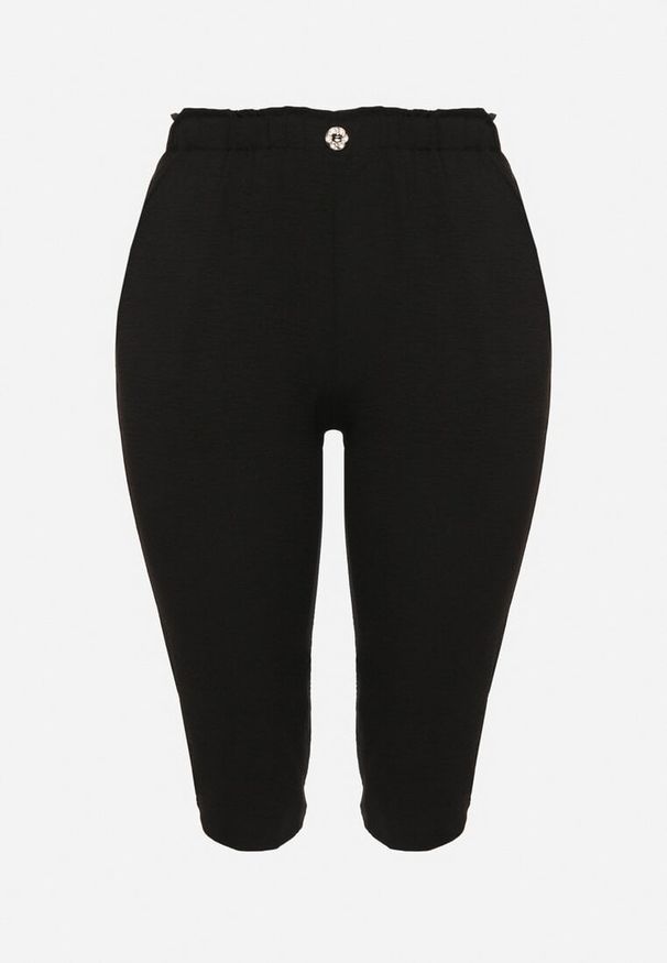 Born2be - Czarne Spodnie z Gumką w Pasie 7/8 Tenimira. Okazja: na co dzień, na spacer. Kolekcja: plus size. Kolor: czarny. Styl: klasyczny, elegancki, casual