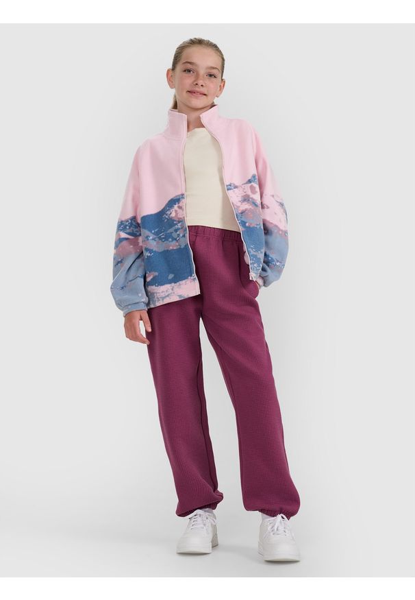 4f - 4F Polar oversize ze stójką dziewczęcy - multikolor 140 (9-10 lat). Typ kołnierza: kołnierzyk stójkowy. Kolor: wielokolorowy. Materiał: polar. Wzór: nadruk. Sezon: lato