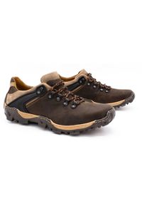 KENT Męskie buty trekkingowe 116 ciemny brąz brązowe. Okazja: na co dzień. Zapięcie: pasek. Kolor: brązowy. Materiał: jeans, skóra. Wzór: paski. Sezon: lato, jesień, wiosna #6