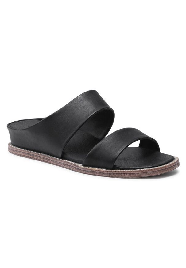 skechers - Skechers Klapki Groupie 163033/BLK Czarny. Kolor: czarny. Materiał: skóra
