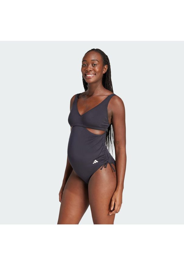 Adidas - Strój do pływania Iconisea Maternity U-Back. Kolekcja: moda ciążowa. Kolor: czarny, biały, wielokolorowy. Materiał: materiał