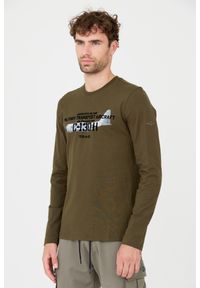Aeronautica Militare - AERONAUTICA MILITARE Zielony męski longsleeve bawełniany, Rozmiar 3XL. Kolor: zielony. Materiał: bawełna. Długość rękawa: długi rękaw #4