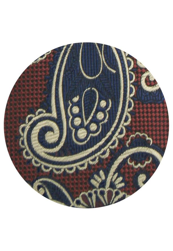 Krawat Męski - Angelo di Monti - Brąz, Duży Wzór Paisley. Kolor: niebieski, brązowy, wielokolorowy, beżowy. Materiał: tkanina. Wzór: paisley. Styl: wizytowy, elegancki