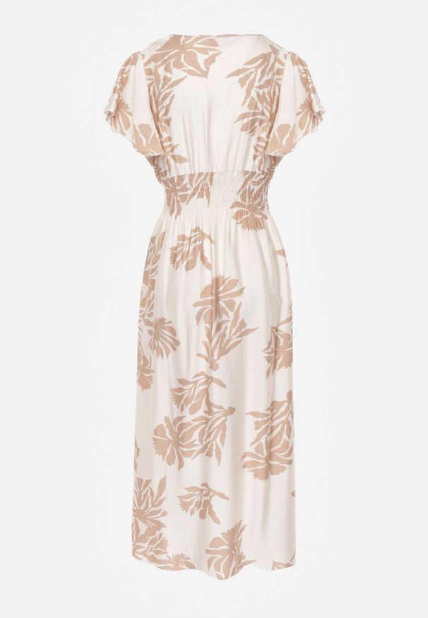 Born2be - Beżowa Wiskozowa Sukienka o Rozkloszowanym Kroju z Kopertowym Dekoltem Morgassa. Okazja: na co dzień, na randkę. Typ kołnierza: dekolt kopertowy. Kolor: beżowy. Materiał: wiskoza. Sezon: lato. Typ sukienki: kopertowe. Styl: elegancki, klasyczny, casual