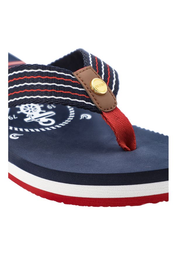 Big-Star - Granatowe Japonki Big Star Wygodne Obuwie Damskie. Okazja: na spacer, na co dzień, na plażę. Kolor: niebieski. Materiał: materiał. Sezon: lato. Styl: casual, wakacyjny