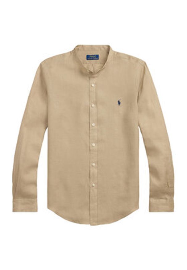 Polo Ralph Lauren Koszula 710968925004 Beżowy Slim Fit. Typ kołnierza: polo. Kolor: beżowy. Materiał: len