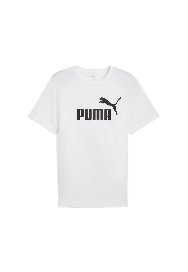 Koszulka męska Puma Ess No.1 Logo Tee. Kolor: biały. Materiał: jeans. Długość: krótkie
