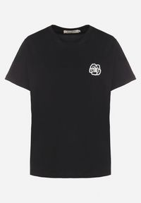 Born2be - Czarny T-shirt z Bawełny Ozdobiony Naszywką Firolee. Okazja: na co dzień. Kolor: czarny. Materiał: bawełna. Wzór: aplikacja. Styl: casual #3