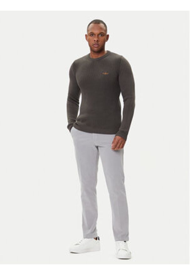 Aeronautica Militare Sweter 252MA1571UL00409 Szary Slim Fit. Kolor: szary. Materiał: bawełna