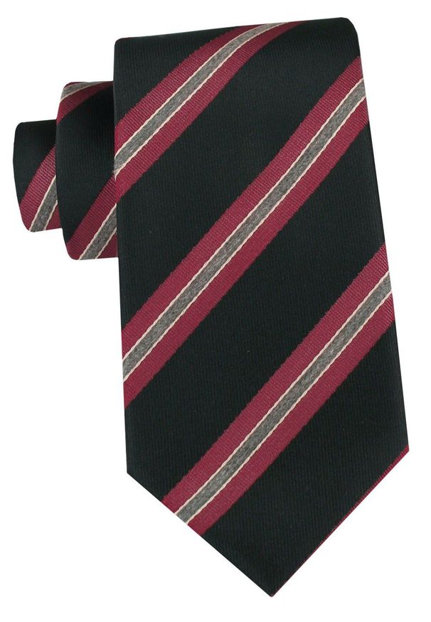 Klasyczny Krawat Klubowy - Alties - Czarny w Prążek. Kolor: czarny. Materiał: tkanina. Wzór: prążki. Styl: klasyczny