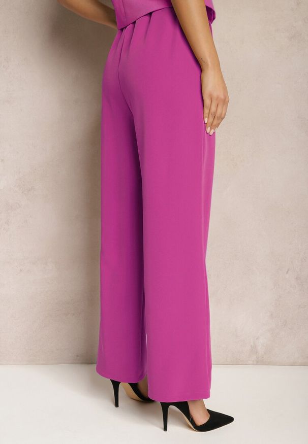 Renee - Fioletowe Szerokie Spodnie w Eleganckim Stylu Hanessame. Kolor: fioletowy. Styl: elegancki