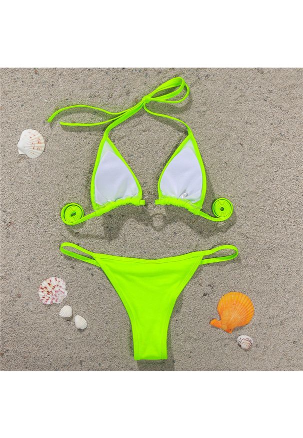 Intica - Bikini z cyrkoniami na plażę z regulowanymi ramiączkami Sivan. Kolor: żółty. Materiał: materiał. Wzór: aplikacja