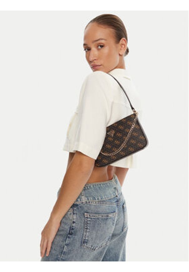 Guess Torebka Noelle II Mini HWQG96 72720 Brązowy. Kolor: brązowy. Materiał: skórzane