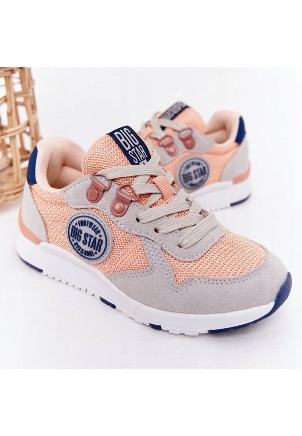 Big-Star - Dziecięce Sportowe Buty Memory Foam Big Star HH374180 Pomarańczowe granatowe szare. Kolor: pomarańczowy, wielokolorowy, szary, niebieski. Materiał: tkanina, zamsz. Szerokość cholewki: normalna