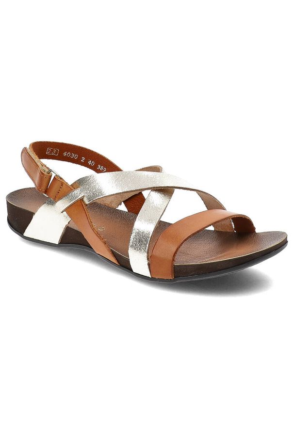 Brązowe Sandały Armodo Modne Obuwie Damskie. Zapięcie: rzepy. Kolor: brązowy. Materiał: skóra, jeans. Sezon: lato