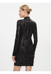 Calvin Klein Jeans Sukienka codzienna Logo Aop Long Sleeve Dress J20J222989 Czarny Slim Fit. Okazja: na co dzień. Kolor: czarny. Materiał: bawełna. Długość rękawa: długi rękaw. Typ sukienki: proste. Styl: casual #2