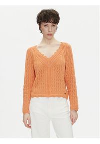 Pepe Jeans Sweter Olya PL702288 Pomarańczowy Regular Fit. Kolor: pomarańczowy. Materiał: bawełna