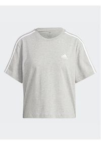 Adidas - adidas T-Shirt Essentials 3-Stripes Single Jersey Crop Top HR4916 Szary Loose Fit. Kolor: szary. Materiał: bawełna
