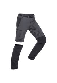 FORCLAZ - Spodnie trekkingowe męskie 2w1 Forclaz Trek 500. Kolor: czarny, szary, wielokolorowy. Materiał: syntetyk, tkanina