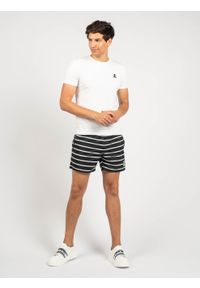 Karl Lagerfeld Kąpielówki "Stripes" | KL22MBM04 | Stripes | Mężczyzna | Czarny. Kolor: czarny. Materiał: poliester. Wzór: aplikacja, paski