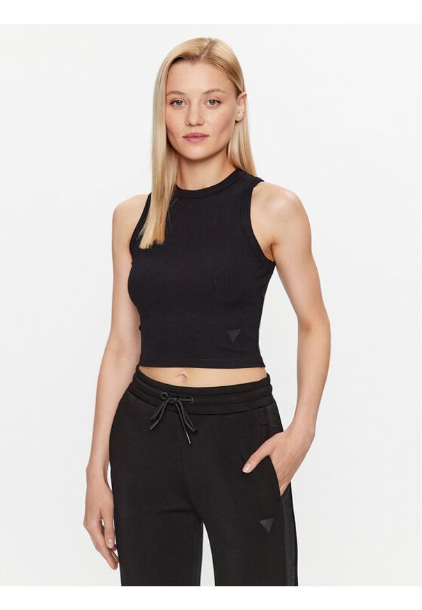 Guess Top Edie V3GP19 K8RT2 Czarny Slim Fit. Kolor: czarny. Materiał: wiskoza