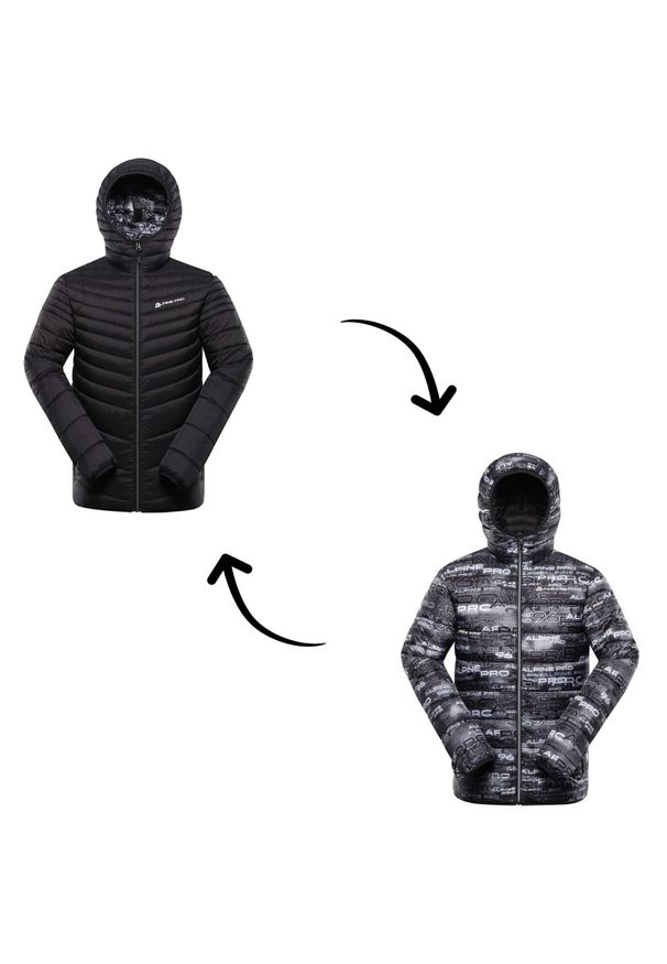 ALPINE PRO - Kurtka męska ocieplana dwustronna Alpine Pro Erom. Kolor: czarny. Materiał: puch. Sport: turystyka piesza